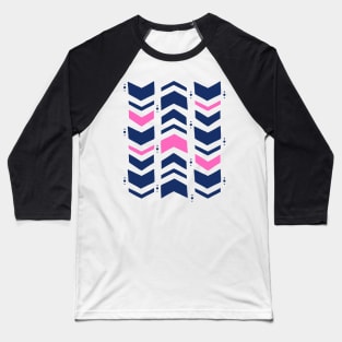 Navy pink white geometric chevron pattern Baseball T-Shirt